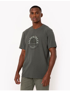 C&A camiseta de algodão silver creek manga curta verde escuro