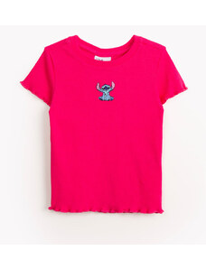 C&A blusa infantil de algodão manga curta stitch pink