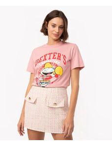 C&A camiseta de algodão manga curta o laboratório de dexter rosa