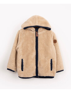 C&A jaqueta infantil de pelúcia com capuz bege