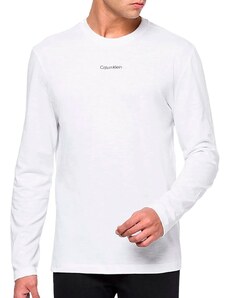Camiseta Calvin Klein Masculina Manga Longa Logo Flame Branca