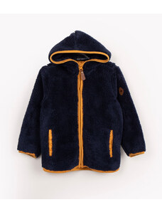 C&A jaqueta infantil de pelúcia com capuz azul marinho