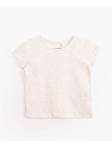 C&A camiseta infantil de algodão poá manga curta off white