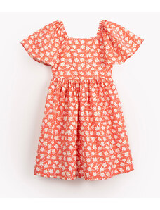 C&A vestido de algodão infantil floral manga curta multicor
