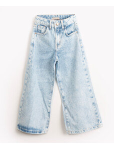 C&A calça jeans infantil wide leg com brilho tal mãe tal filha azul claro