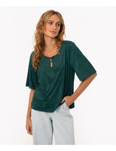 C&A blusa de suede manga curta verde escuro