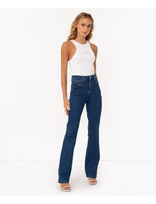 C&A calça jeans flare com bolso sawary azul médio