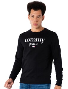 Moletom Tommy Jeans Masculino Regular Crewneck Modern Corp Logo Preto