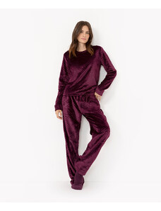 C&A pijama texturizado manga longa com calça roxo