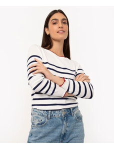 C&A suéter de tricot listrado manga longa off white