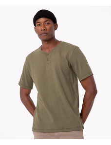 C&A camiseta de algodão texturizada manga curta verde militar