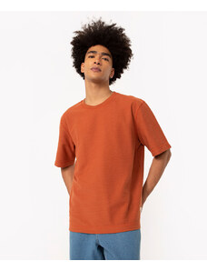 C&A camiseta oversized texturizada manga curta marrom