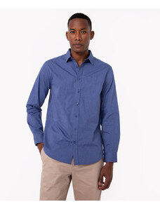 C&A camisa comfort manga longa azul médio