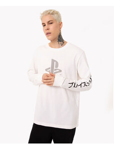 C&A camiseta de algodão playstation manga longa branco