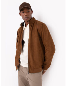 C&A jaqueta de suede com recortes e bolsos marrom claro