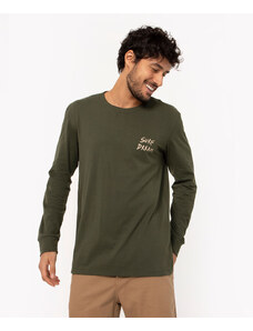 C&A camiseta de algodão manga longa surf dream verde escuro