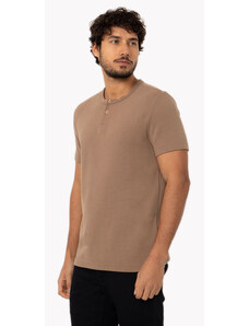 C&A camiseta de algodão texturizada manga curta bege