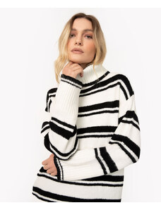 C&A suéter tricot oversized gola alta manga longa off white