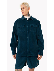 C&A camisa de veludo cotelê com bolsos manga longa azul