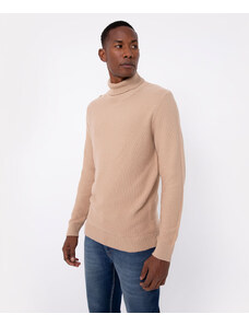 C&A suéter de tricot texturizado gola alta bege