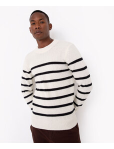 C&A suéter de tricot listrado com gola redonda off white
