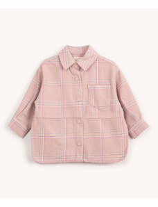C&A camisa shacket infantil xadrez felpuda manga longa rosa