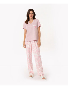 C&A pijama manga curta com calça self love club rosa