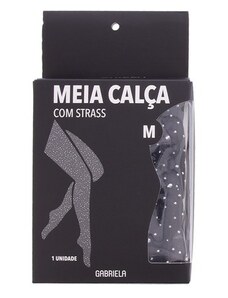 Meia-calça Feminina Gabriela Tam Único Strass Preto