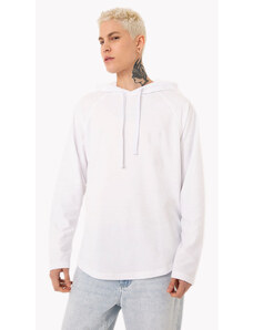 C&A camiseta de moletinho com capuz manga longa branco