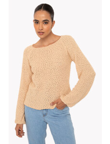 C&A suéter de tricot gola redonda bege