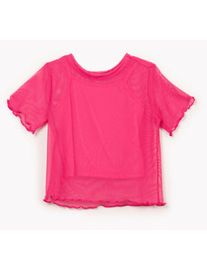 C&A blusa infantil de tule manga curta rosa