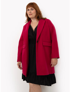C&A casaco alongado plus size polivelour com bolsos rosa escuro