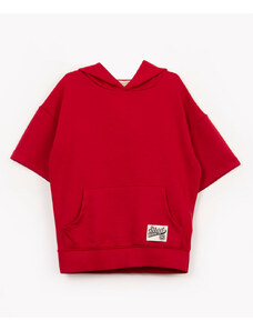 C&A camiseta infantil moletinho com bolso e capuz vermelho