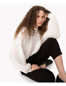 C&A suéter de tricot oversized manga bufante off white