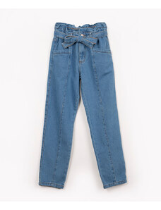 C&A calça clochard jeans infantil com cinto azul