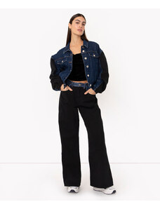 C&A calça wide leg jeans cintura regulável azul médio