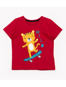 C&A camiseta de algodão infantil tigre manga curta vermelha