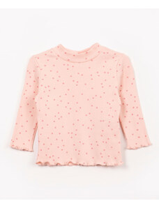 C&A blusa de algodão infantil poá manga longa rosa