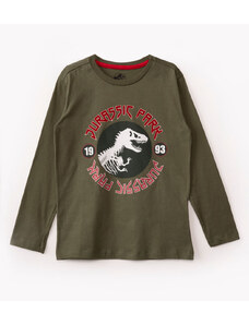 C&A camiseta de algodão Jurassic Park manga longa verde militar
