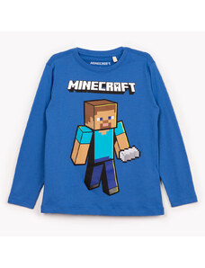 C&A camiseta de algodão infantil minecraft manga longa azul