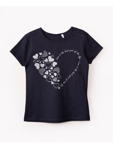 C&A camiseta infantil juju corações manga curta azul marinho