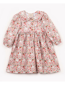 C&A vestido infantil de algodão floral manga longa off white