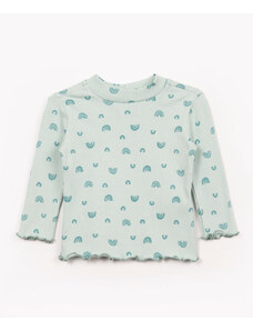 C&A blusa de algodão infantil arco íris manga longa verde claro
