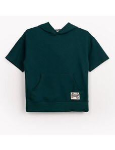 C&A camiseta infantil de moletom com bolso e capuz manga curta verde escuro