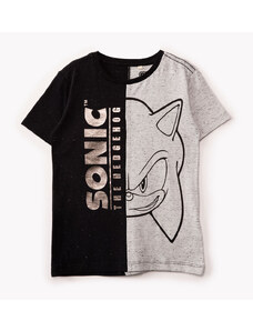 C&A camiseta de algodão infantil sonic com recorte manga curta preta