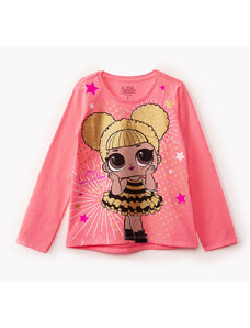 C&A camiseta infantil lol queen be manga longa rosa