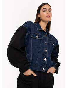 C&A jaqueta jeans bomber bicolor azul escuro