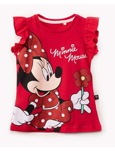 C&A camiseta infantil manga curta minnie com babado vermelho