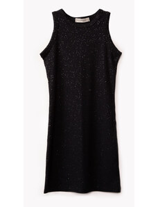 C&A vestido canelado juvenil com glitter preto