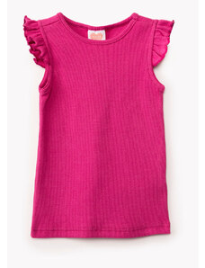 C&A blusa de algodão infantil com babado rosa escuro